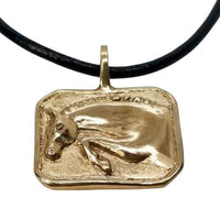 jumper horse profile necklace pendant Bronze