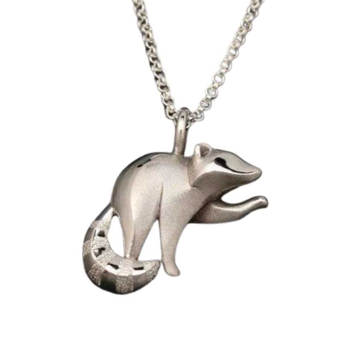 Raccoon Pendant Necklace Sterling Silver - Jamies Horse Jewelry