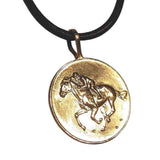 Racehorse and Jockey Pendant Necklace Sterling Silver