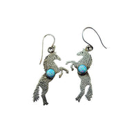 rearing stallion dangle earrings with Opal