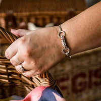 Roller Snaffle Horse Bit Bangle Bracelet Sterling Silver with Rose Gold