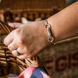 Roller Snaffle Horse Bit Bangle Bracelet Sterling Silver with Rose Gold