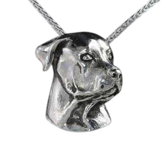 Rottweiler Pendant Necklace In Sterling Silver 