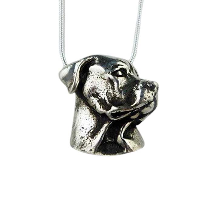 Rottweiler Pendant Necklace In Sterling Silver 