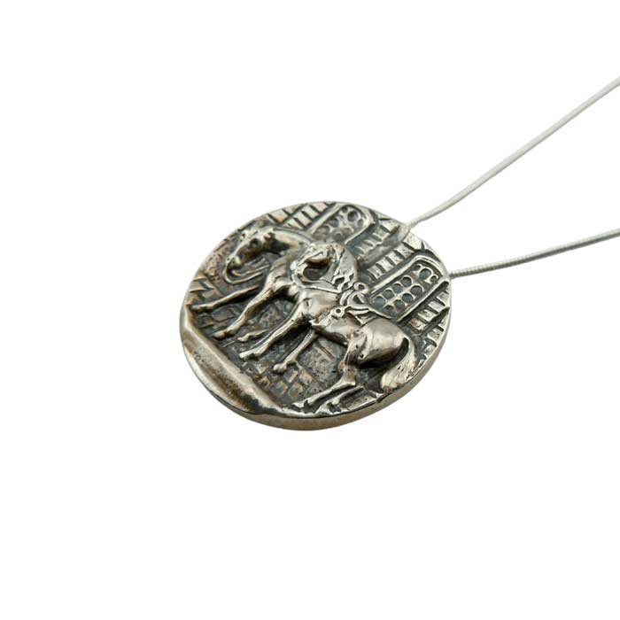 Pair of Saddled Horses Pendant and Pin Sterling Silver