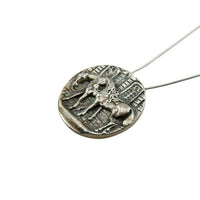 Pair of Saddled Horses Pendant and Pin Sterling Silver