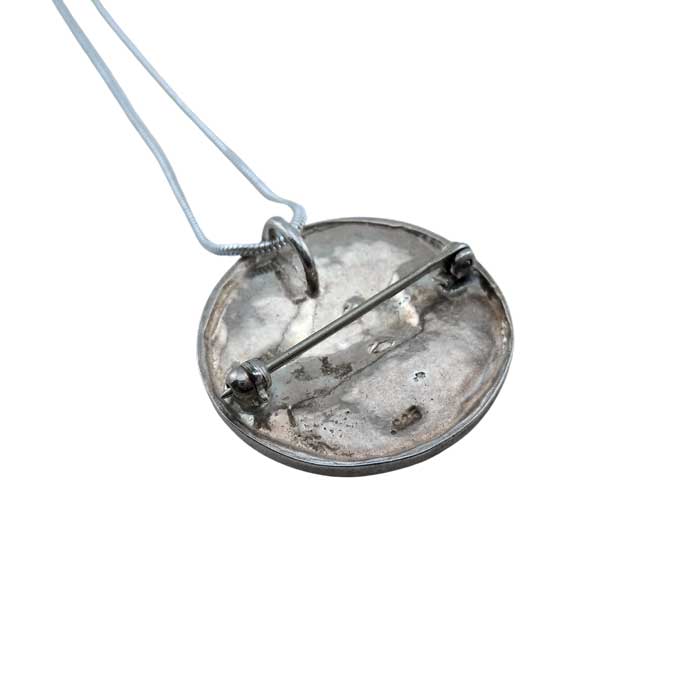 Back of Pair of Saddled Horses Pendant and Pin Sterling Silver