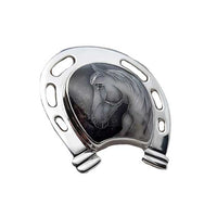 Shadow Horse Head Horseshoe Cloisonné Horse Necklace Pendant 