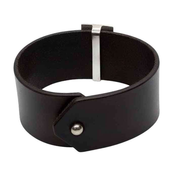 Jumping Horse and Rider on Oval on Leather Bracelet