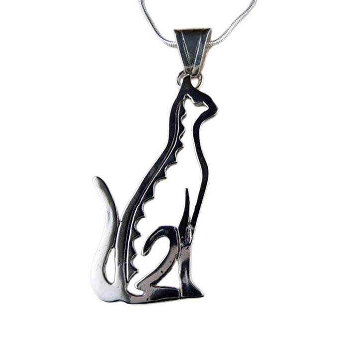 Sitting Cat Pendant Necklace Sterling Silver -
