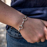 Snaffle Horse Bit Bangle Bracelet Sterling Silver with Buckles