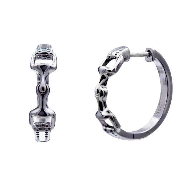 Sterling silver snaffle huggie earrings. Sterling silver snaffle huggie earrings.