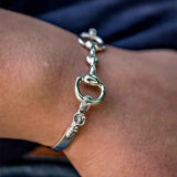Snaffle Horse Bit Bangle Bracelet Sterling Silver with Buckles
