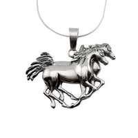 Span of Horses Necklace in Sterling Silver. Two horses side by side, stride for stride