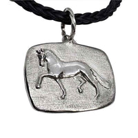 Fancy Trotting Horse Pendant Necklace Sterling Silver