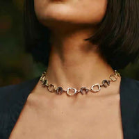 Sterling Silver Horseshoe and Stirrup Choker Necklace  on model
