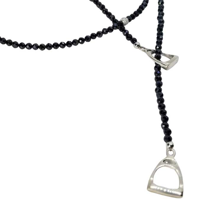 Sterling Silver Stirrups Lariat Spinel Necklace