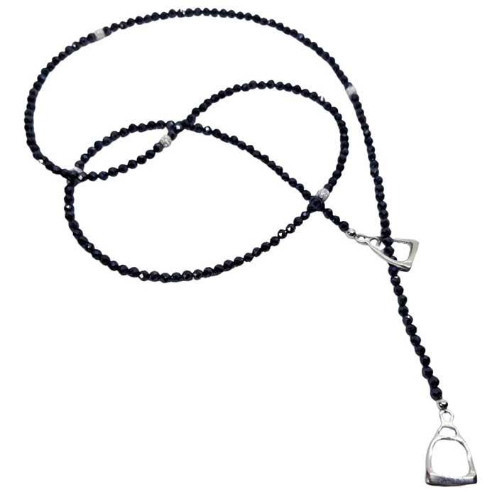Sterling Silver Stirrups Lariat Spinel Necklace
