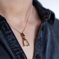 Stirrup Two Tone Sterling Silver Necklace.
