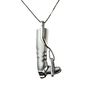 tall english riding boot pendant necklace sterling silver 