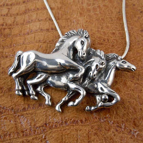 Three Pony Necklace Sterling Silver