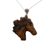 Gemstone Carved Horse Head Pendant Necklace (choose)
