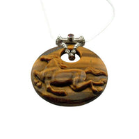 Tiger Eye Carved Carefree  Horse Pendant Necklace