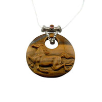 Tiger Eye Carved Carefree  Horse Pendant Necklace