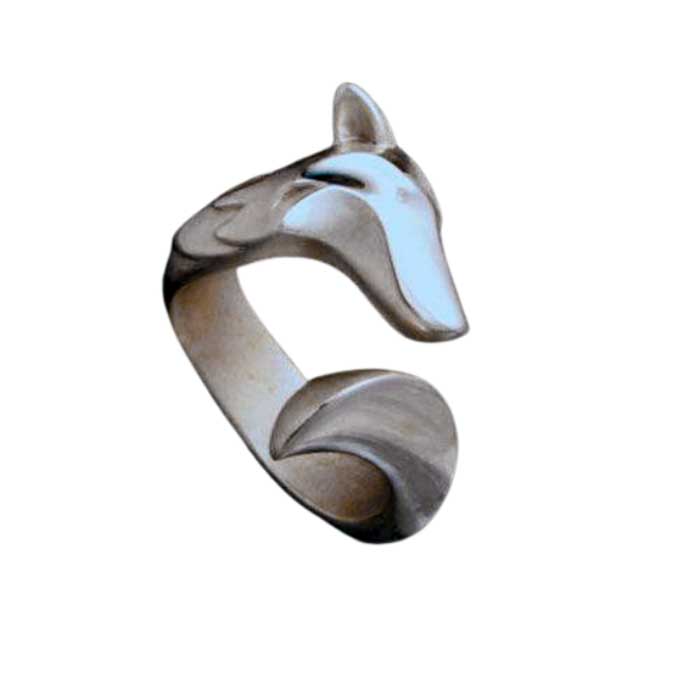 Timber Wolf Ring in Sterling Silver - 