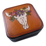 Leather Hand Tooled Jewelry Box or Case For Travel OOAK