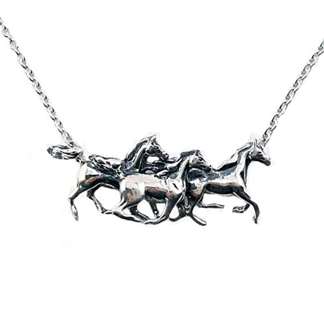 Traveling Horses Necklace Sterling Silver - Jamies Horse Jewelry