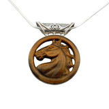 Trigger Tiger Eye Carved Horse Head Pendant Necklace