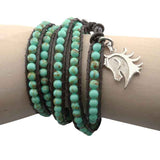Turquoise Five Wrap Bracelet with Sterling Silver Charm