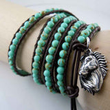 Turquoise Five Wrap Bracelet with Sterling Silver Charm