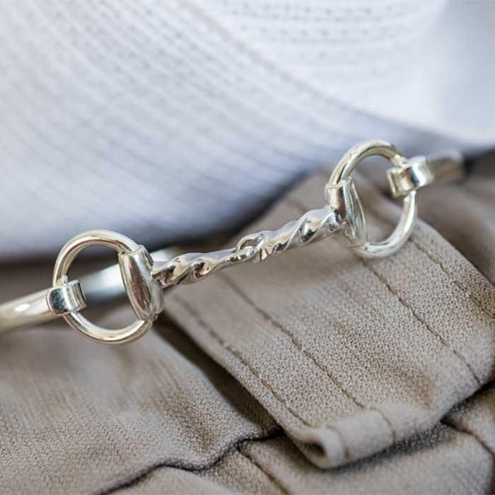 twisted snaffle horse bit bangle bracelet sterling silver 