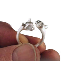 Pair of Cats Ring in Sterling Silver -