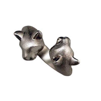 Pair of Cats Ring in Sterling Silver -