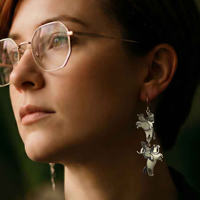 Warrior Horse Earrings Sterling Silver