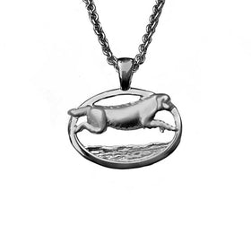 Water Dog Pendant Necklace Sterling Silver