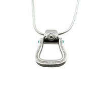Western Stirrup Pendant Necklace Sterling Silver with turquoise accent 