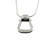 Western Stirrup Pendant Necklace Sterling Silver with turquoise accent