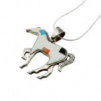 che Inlay Horse Pendant Necklace