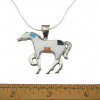 che Inlay Horse Pendant Necklace
