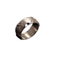 Wolf Head Band Ring in Sterling Silver - 