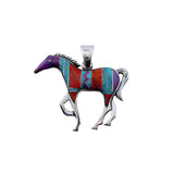 Colorful Zig Zag Inlay Horse Pendant