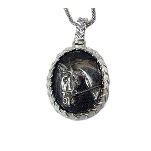 Abbey Horse Head Pendant with Laced Rein Surround