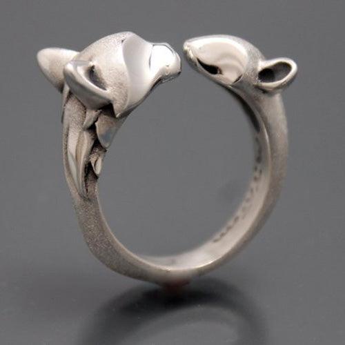Cat and Mouse Ring in Sterling Silver - Jamies Horse Jewelry