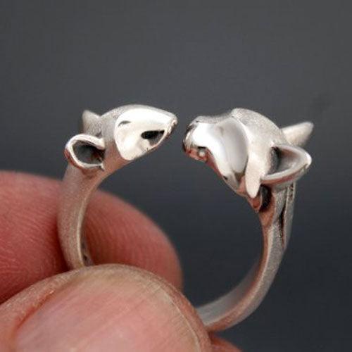 Cat and Mouse Ring in Sterling Silver - Jamies Horse Jewelry