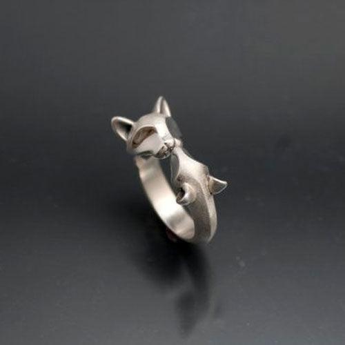 Cat and Mouse Ring in Sterling Silver - Jamies Horse Jewelry