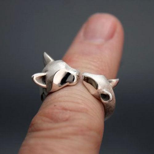 Cat and Mouse Ring in Sterling Silver - Jamies Horse Jewelry
